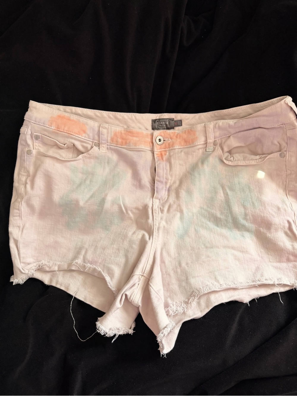 torrid Pastel Tie-Dye Frayed Hem Denim Shorts
